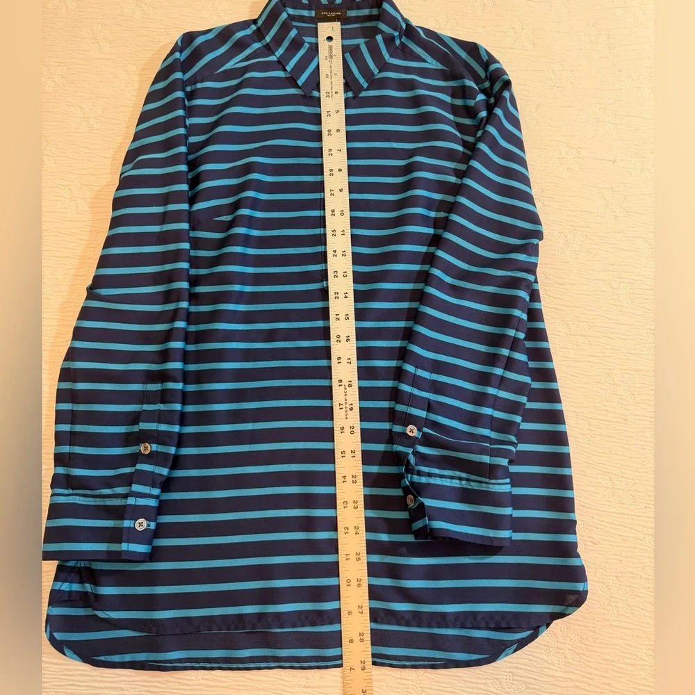 Ann Taylor Blouse Top Long Sleeve blue size 6 - Picture 12 of 12